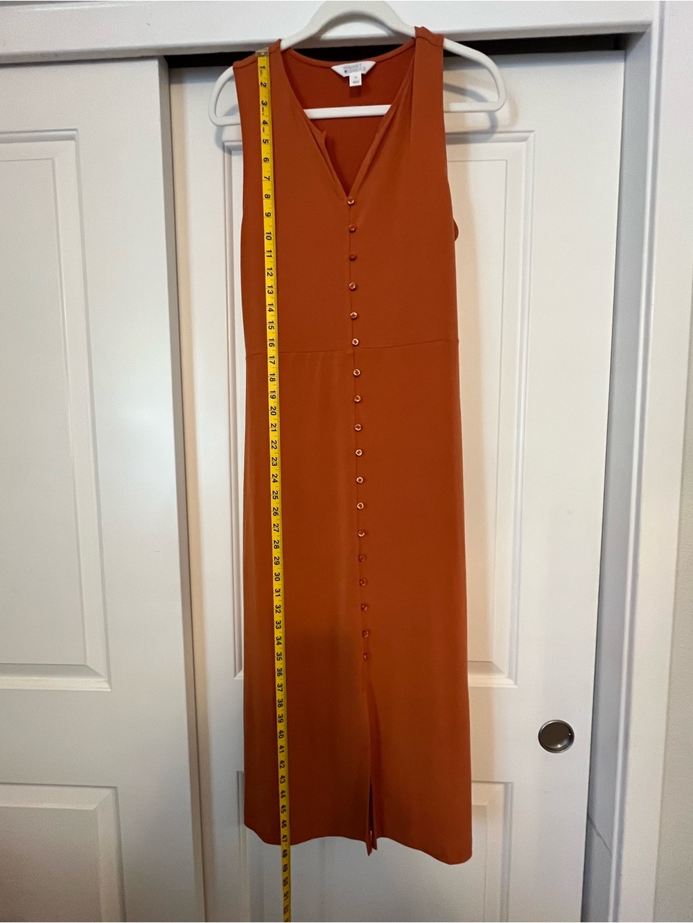 Market & Spruce Burnt Orange Sleeveless Button-Down Top